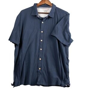 Weatherproof Vintage Mens XXL Casual Button-Down Shirt Navy‎ Cotton/Spandex